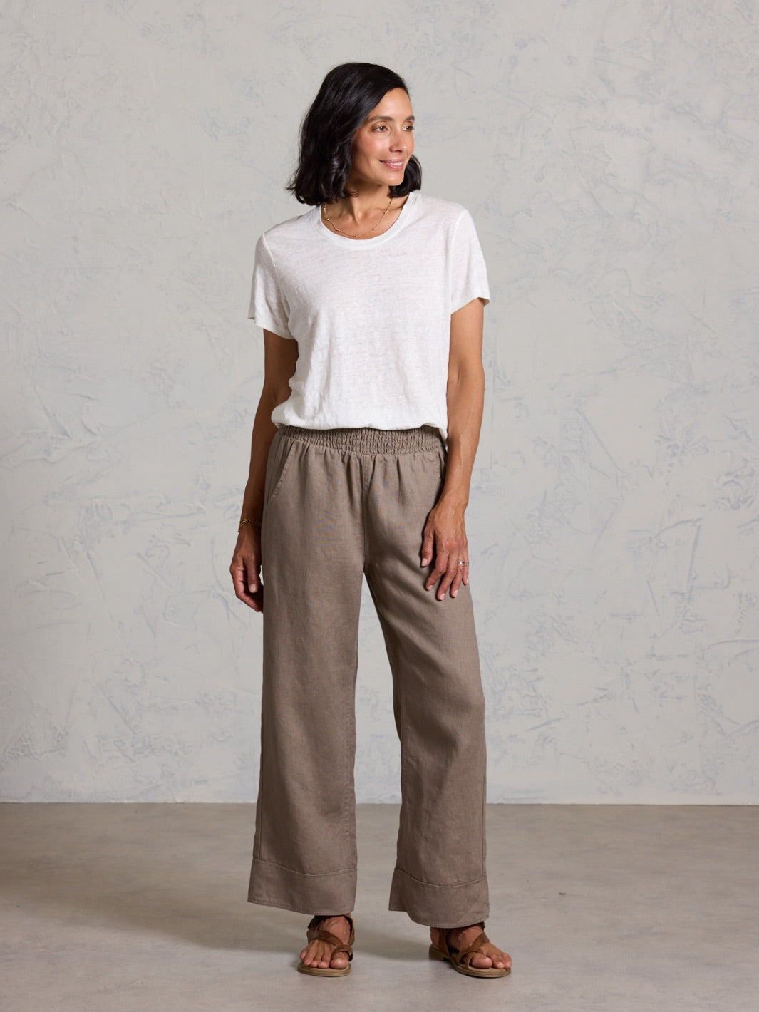 Clovelly Linen T-Shirt Coconut