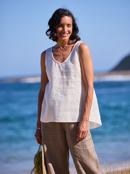 Tilba Linen Top Coconut