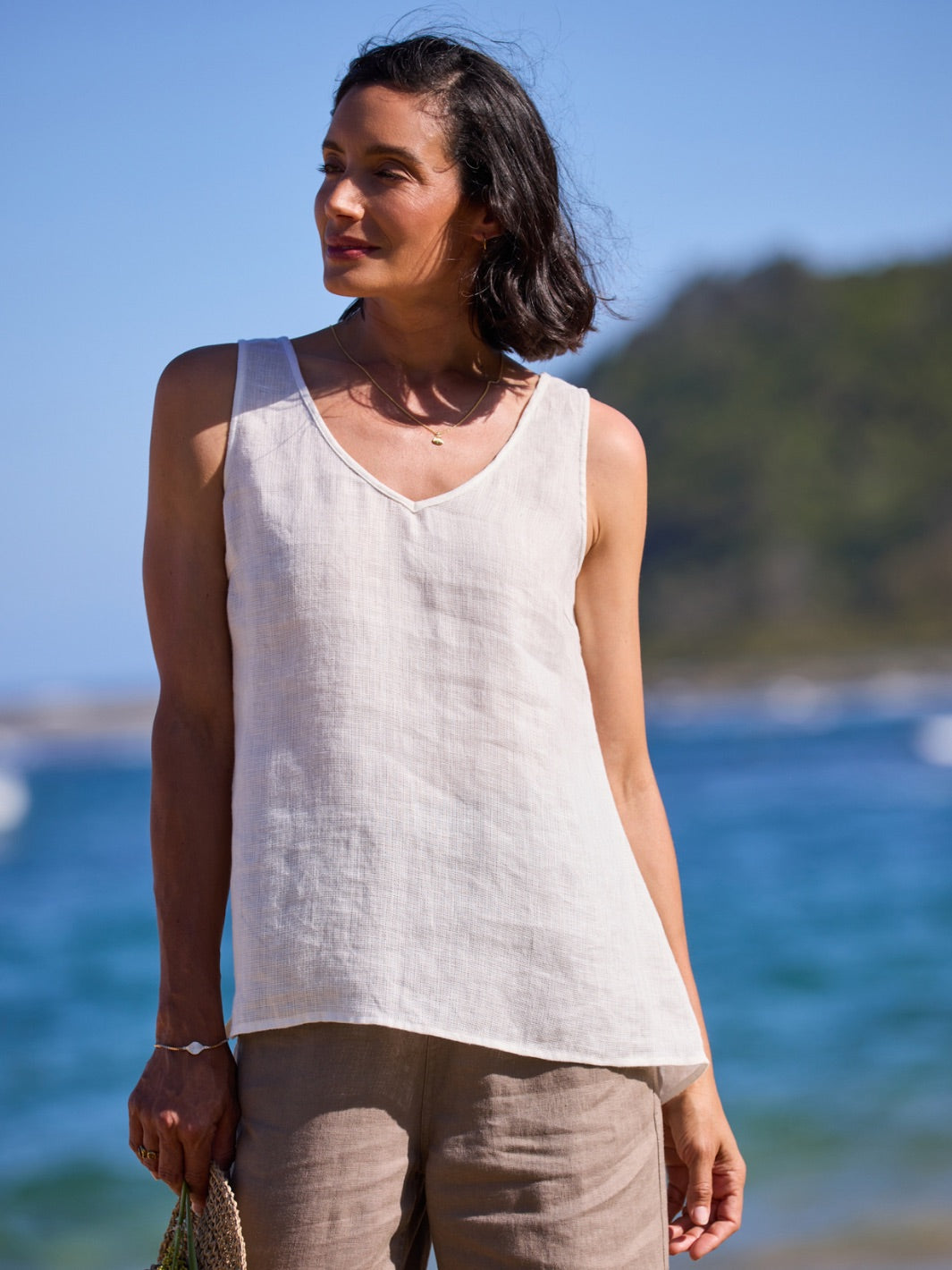 Tilba Linen Top Coconut