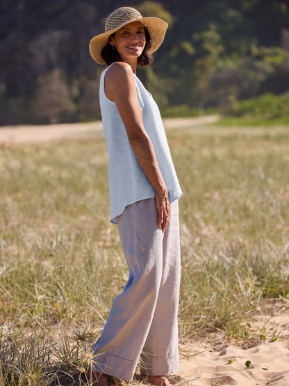 Tilba Linen Top Serene Blue