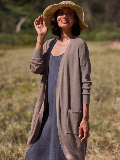 Jarrah Merino Wool Knit Cardigan Elm