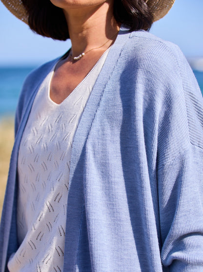 Jarrah Merino Wool Knit Cardigan Sea Blue