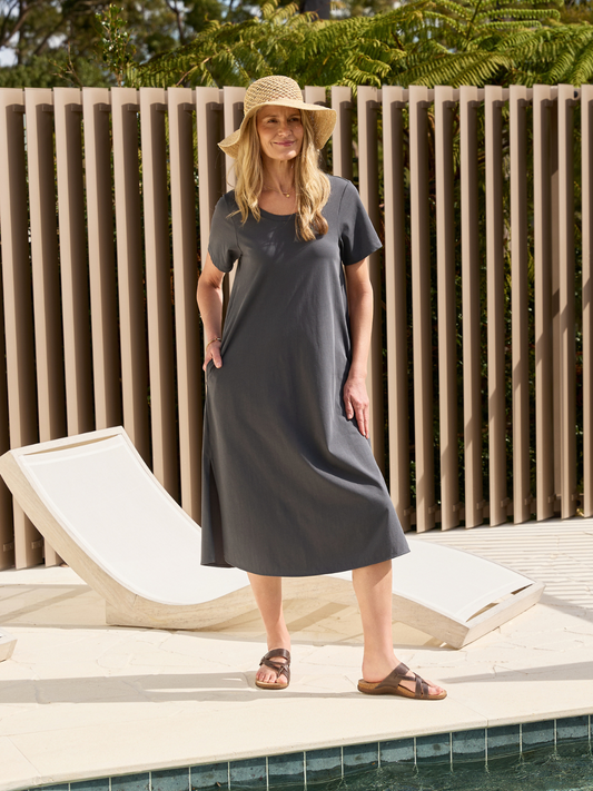 Iluka Cotton Jersey Dress Charcoal