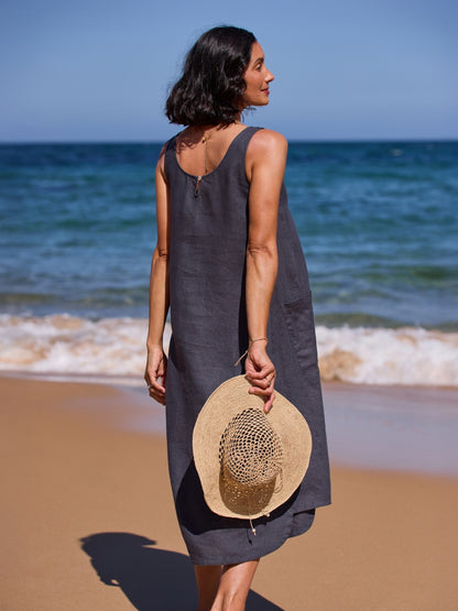 Laurel Linen Dress Charcoal