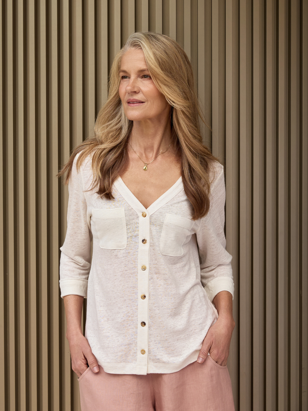 Marlee Linen Jersey Top Coconut