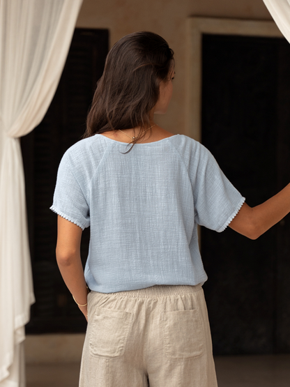 Daisy Organic Cotton Blouse Slate Blue