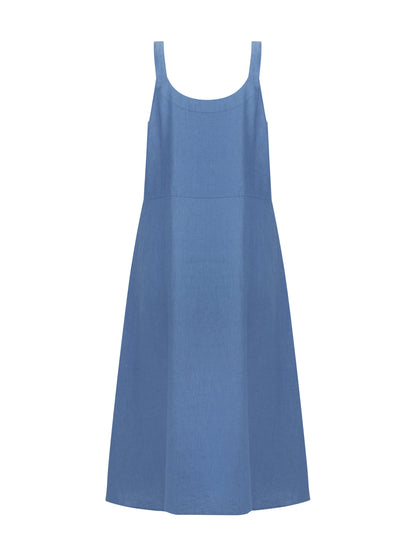 Angelina Linen Dress Aegean Blue