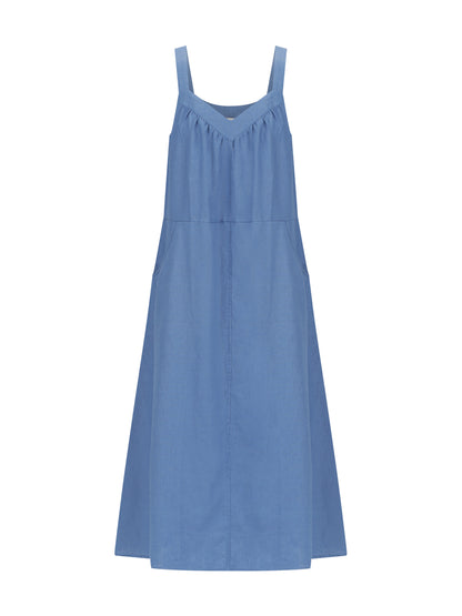 Angelina Linen Dress Aegean Blue