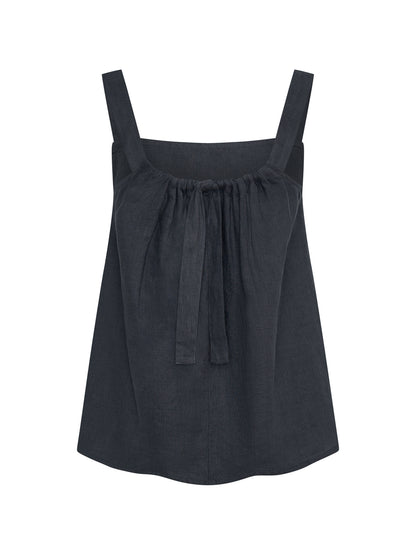 Soella Linen Top Charcoal