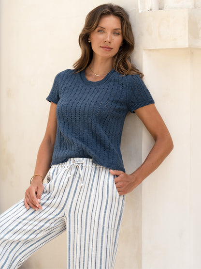 Jolie Linen Blend Pants Coastal Blue