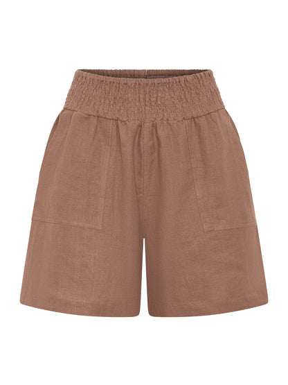 Mae French Linen Shorts Desert Sand