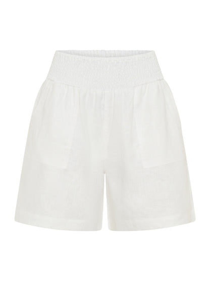 Mae French Linen Shorts White