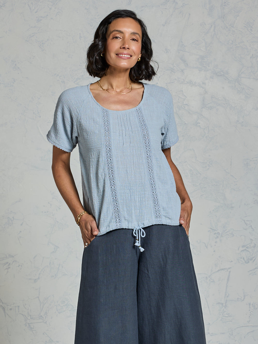 Daisy Organic Cotton Blouse Slate Blue