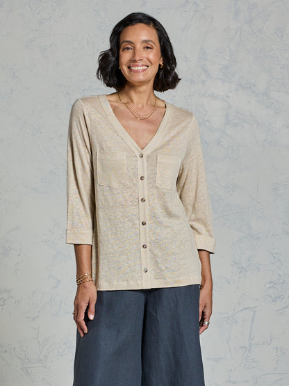 Marlee Linen Jersey Top Stone
