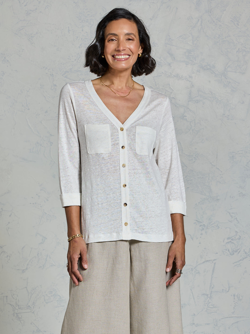 Marlee Linen Jersey Top Coconut