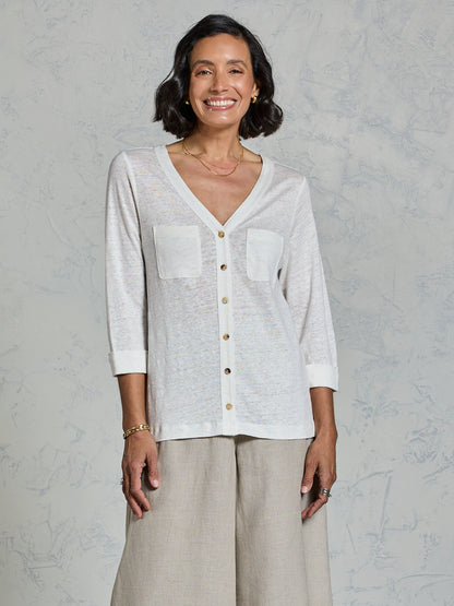 Marlee Linen Jersey Top Coconut