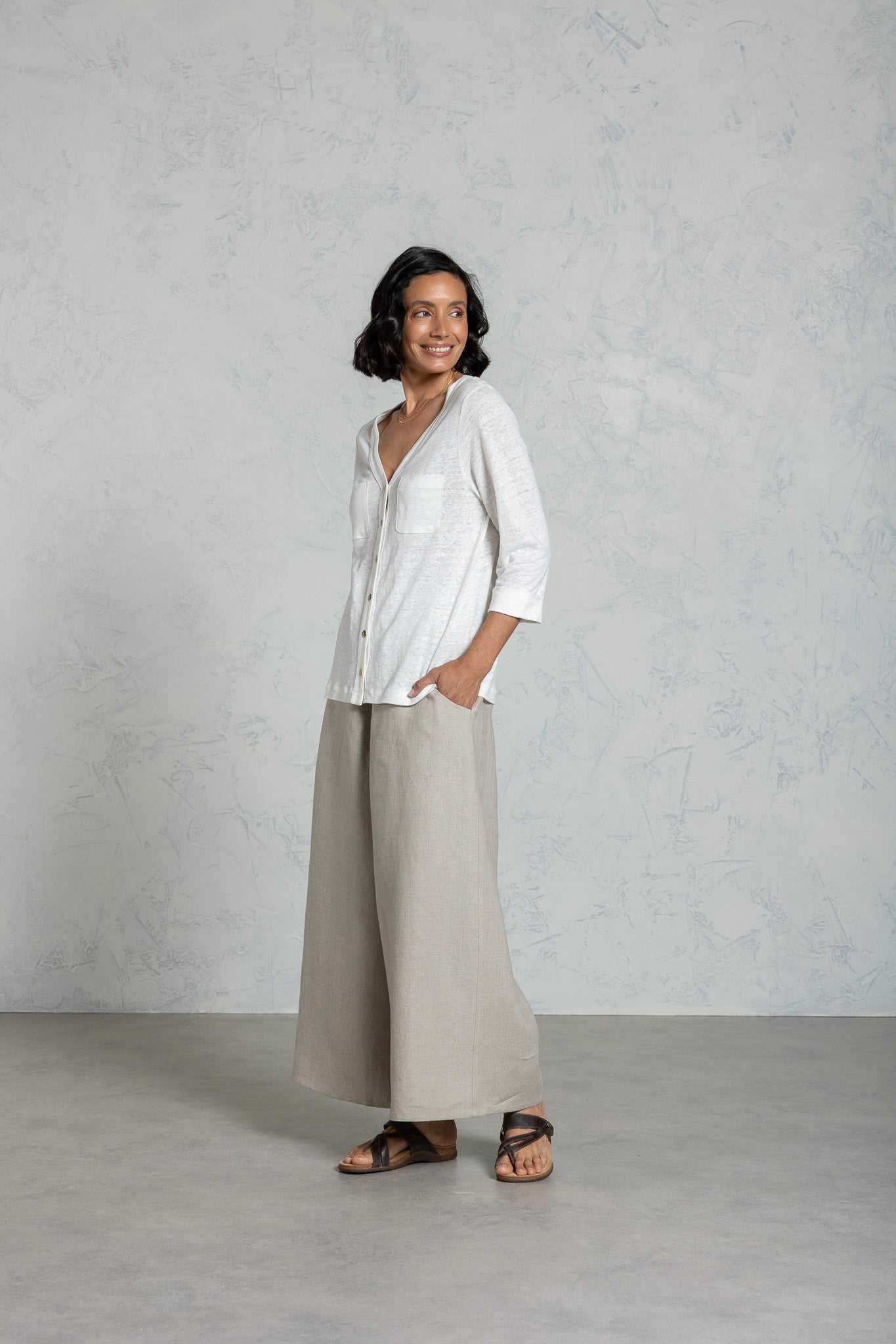 Marlee Linen Jersey Top Coconut