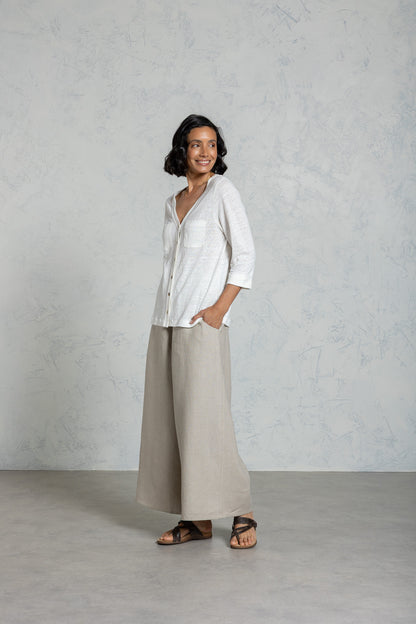 Marlee Linen Jersey Top Coconut