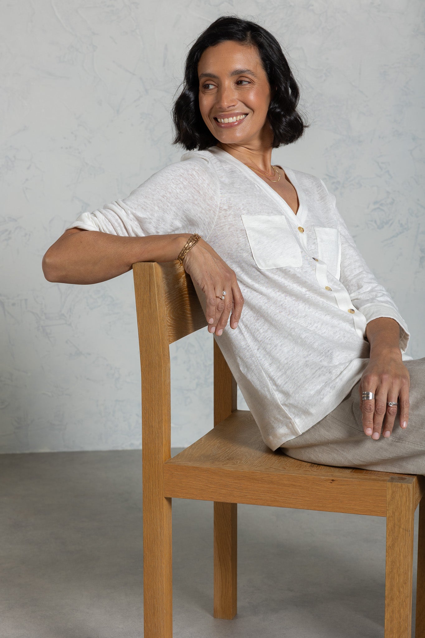 Marlee Linen Jersey Top Coconut