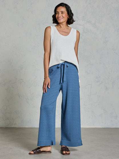 Pambula Cotton Knit Pants Aegean Blue