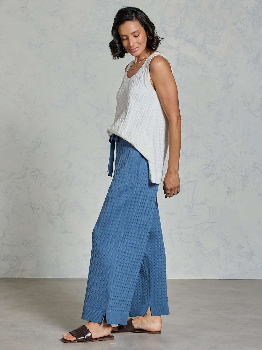 Pambula Cotton Knit Pants Aegean Blue
