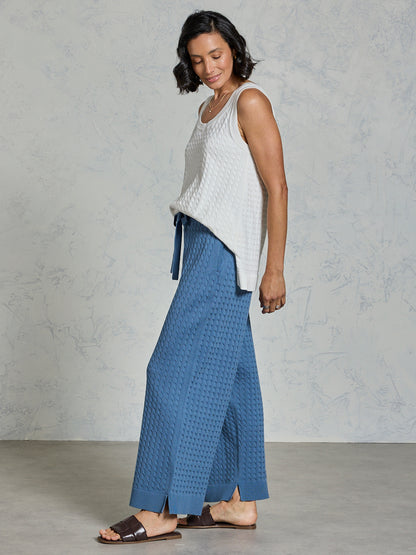 Pambula Cotton Knit Pants Aegean Blue