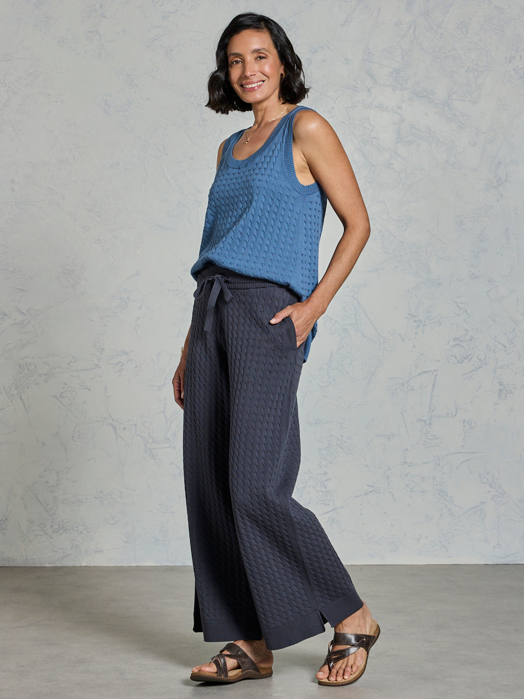 Pambula Cotton Knit Pants Charcoal