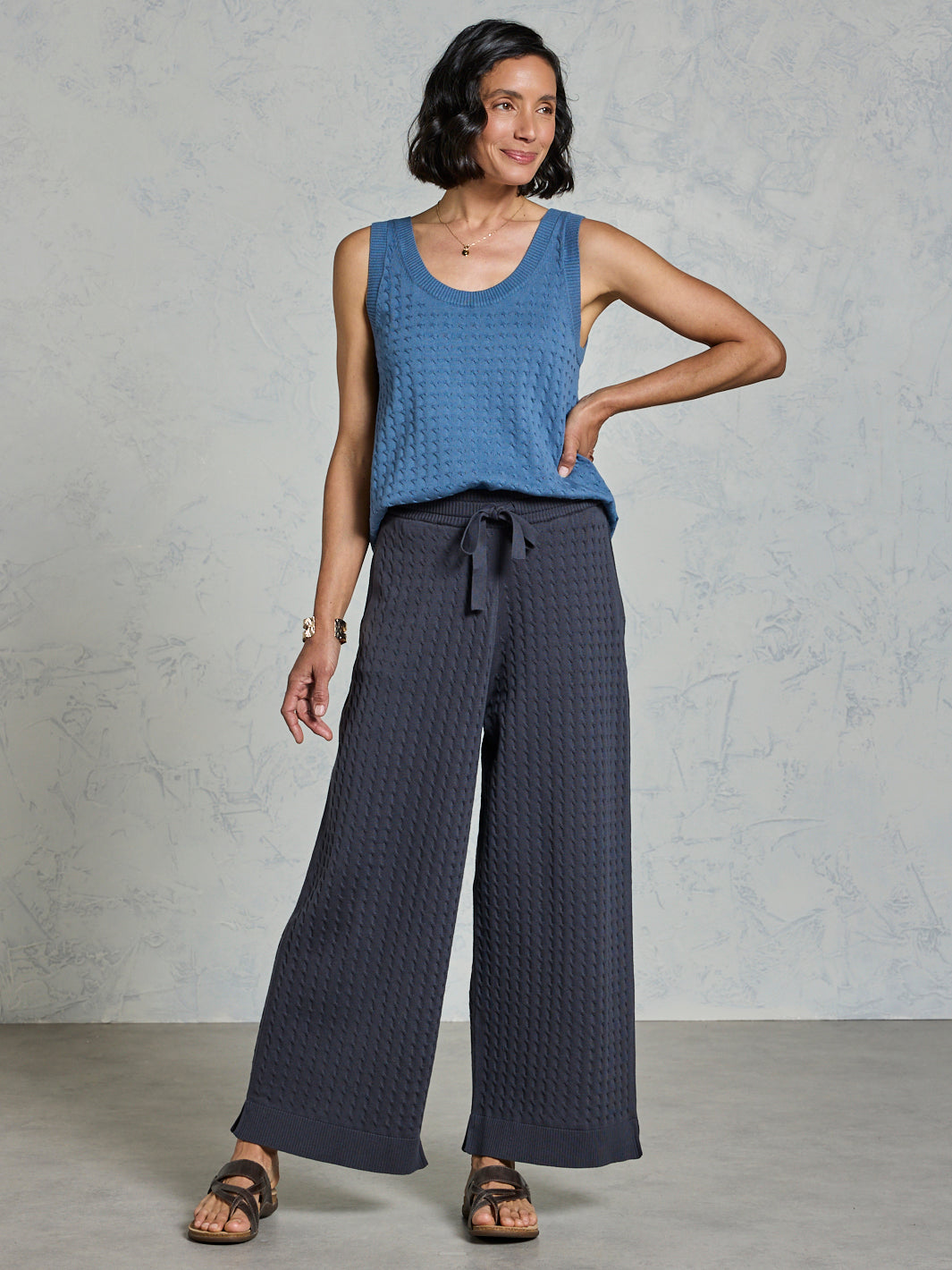 Pambula Cotton Knit Pants Charcoal