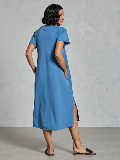 Iluka Cotton Jersey Dress Aegean Blue