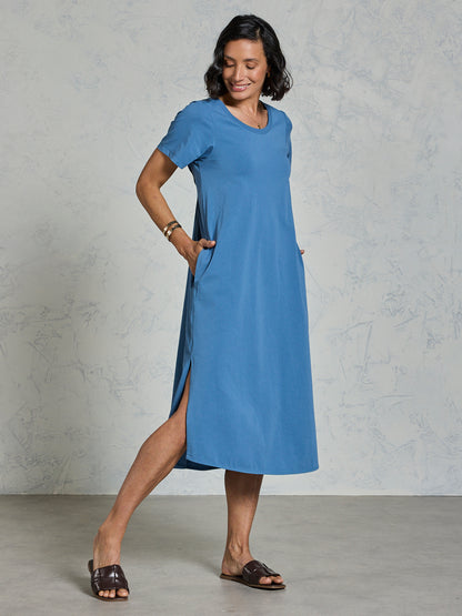 Iluka Cotton Jersey Dress Aegean Blue
