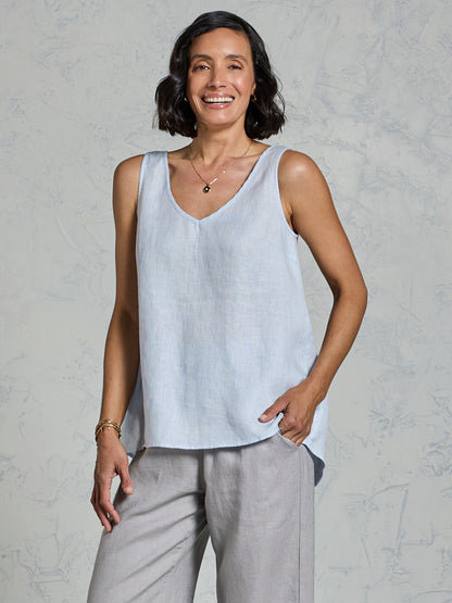 Tilba Linen Top Serene Blue