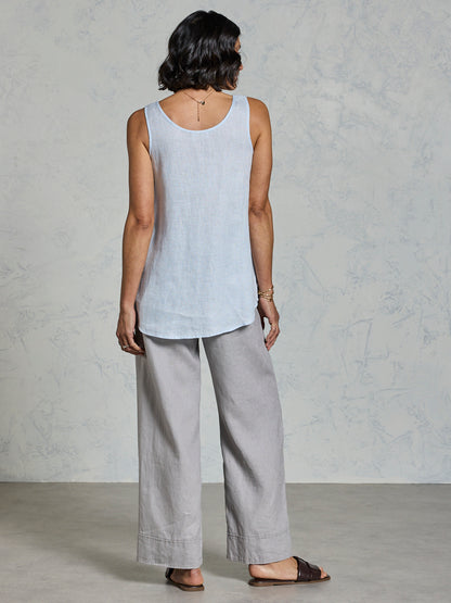 Tilba Linen Top Serene Blue