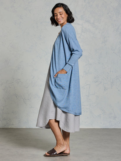 Jarrah Merino Wool Knit Cardigan Sea Blue