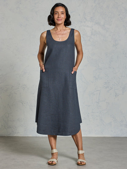 Laurel Linen Dress Charcoal