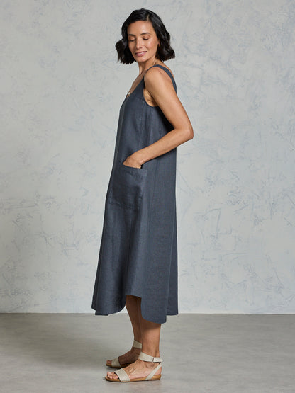 Laurel Linen Dress Charcoal