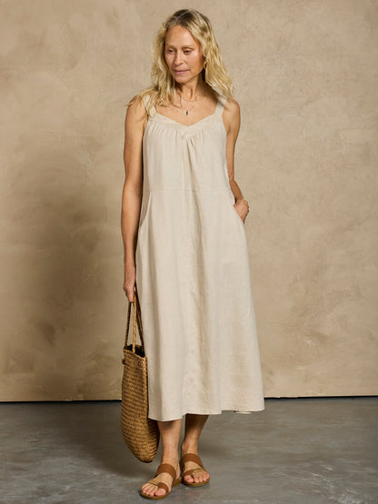 Angelina Linen Dress Stone