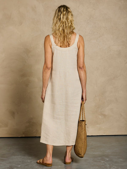 Angelina Linen Dress Stone