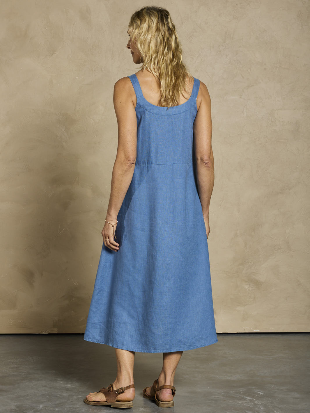 Angelina Linen Dress Aegean Blue