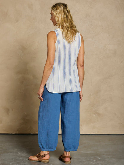 Pollonia Cotton Top Azure Stripe