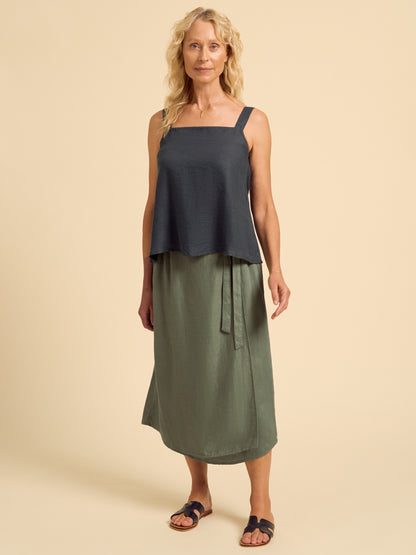 Soella Linen Top Charcoal