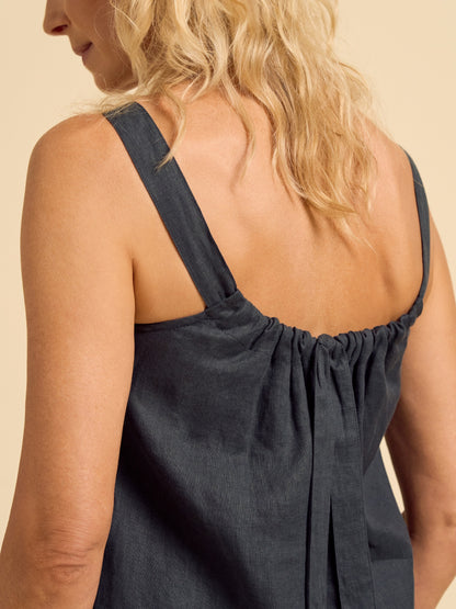 Soella Linen Top Charcoal