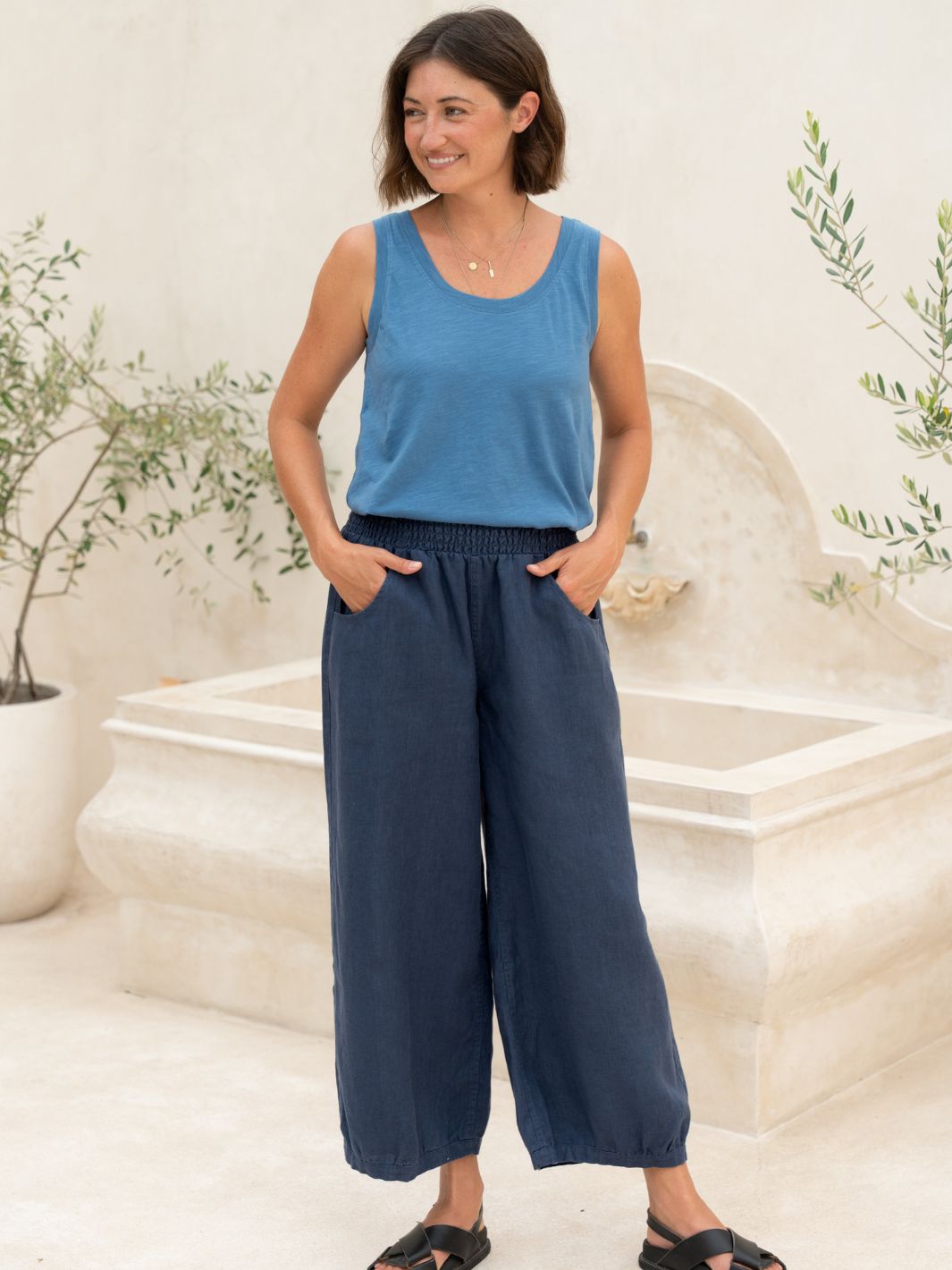 Sadhu French Linen Pants Navy