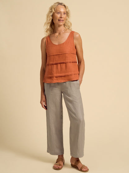 Stella Linen Top Rust