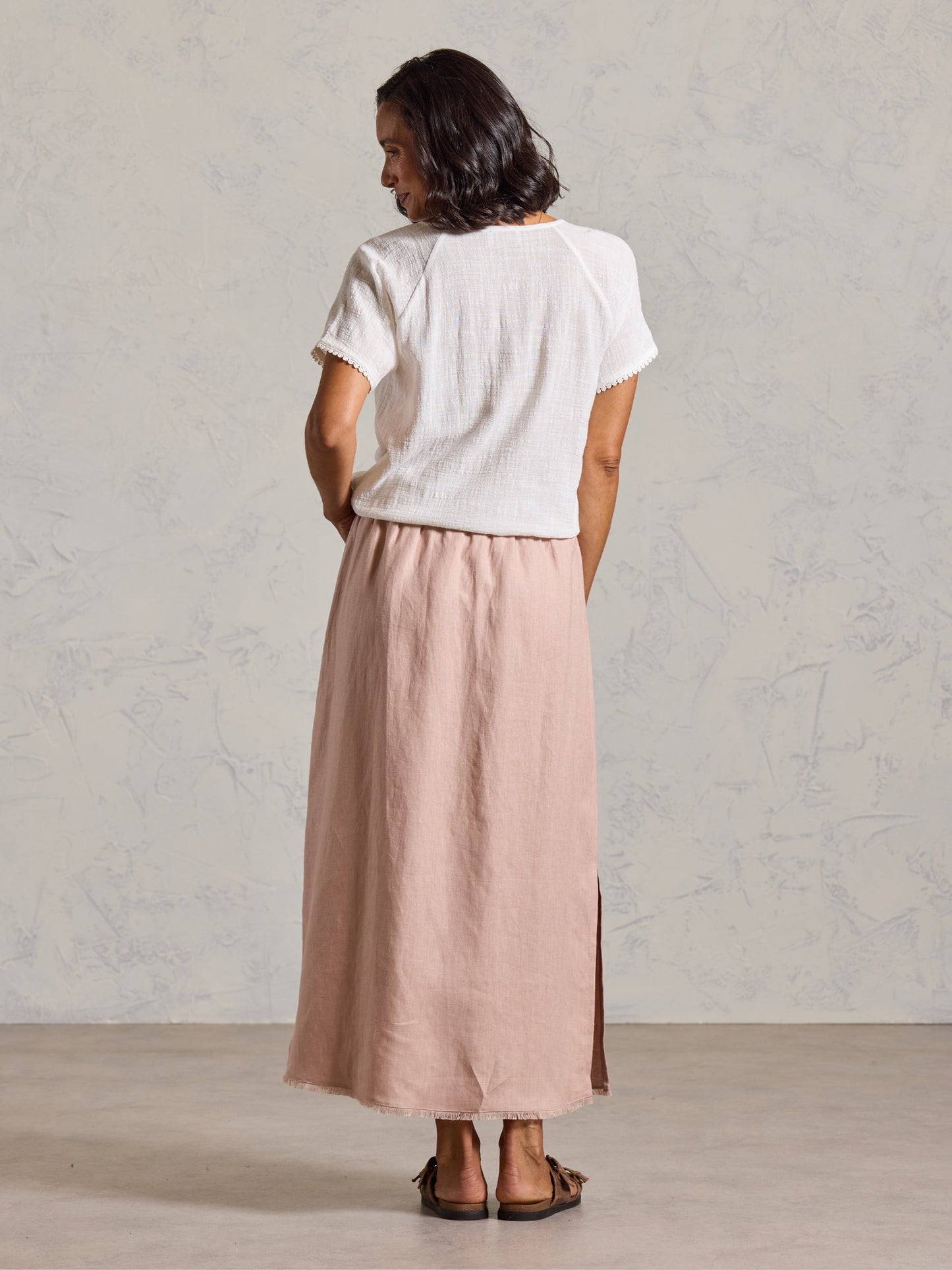 Aurora French Linen Skirt Tea Rose