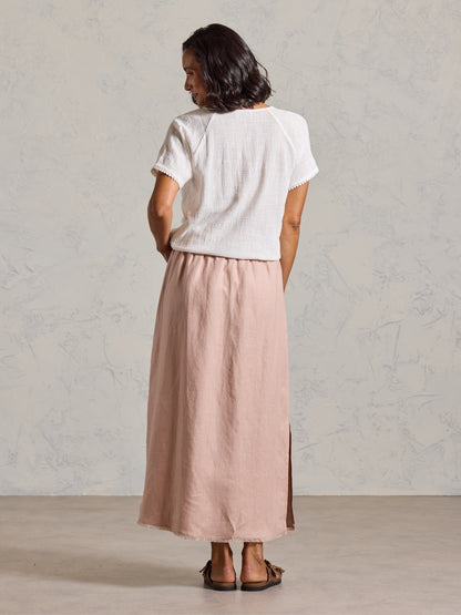 Aurora French Linen Skirt Tea Rose