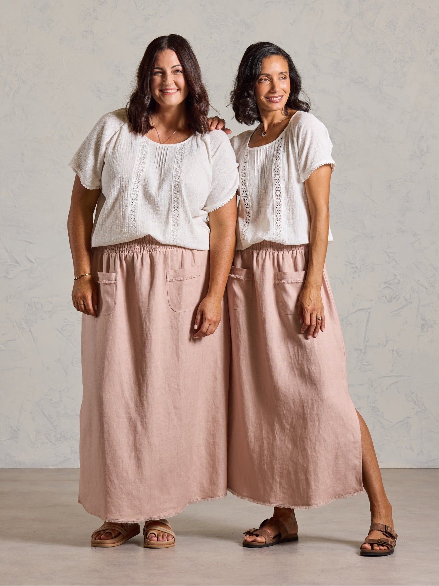 Aurora French Linen Skirt Tea Rose