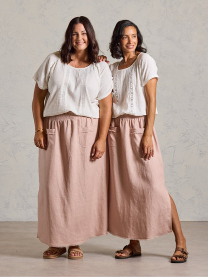 Aurora French Linen Skirt Tea Rose