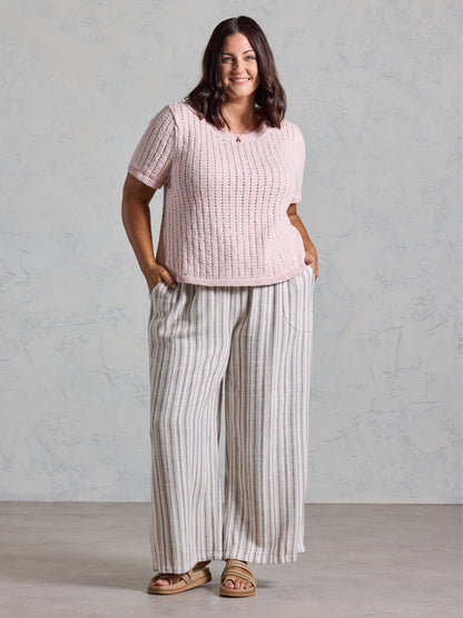Agni Cotton Linen Knit Top Rosewater