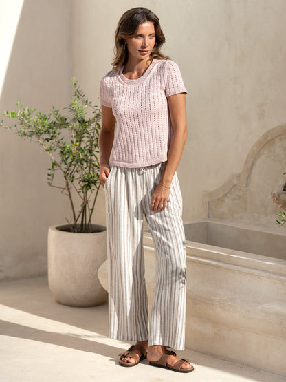 Agni Cotton Linen Knit Top Rosewater