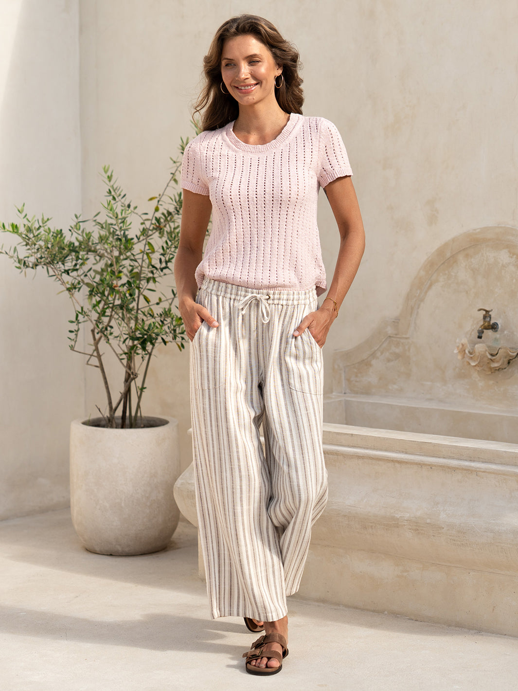 Jolie Linen Blend Pants Driftwood